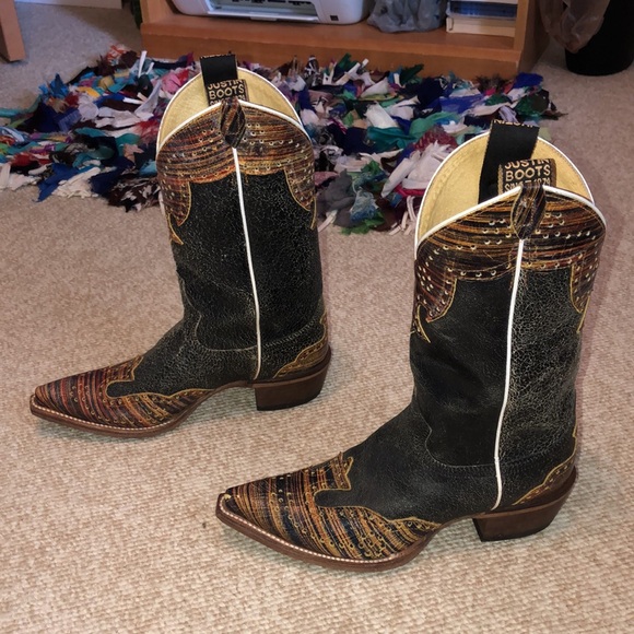 Justin Black Crackle Vera Boots - Picture 2 of 6